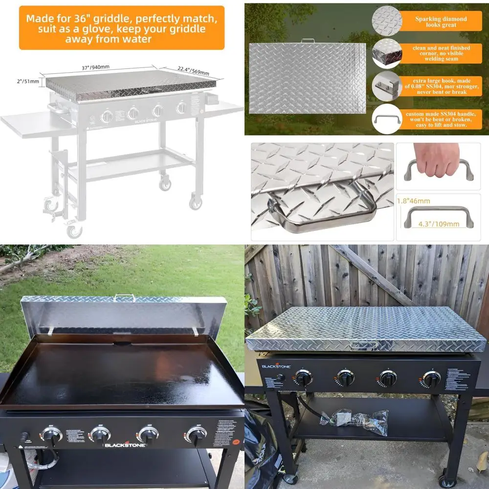 36 Griddle Lid for Blackstone - Diamond Plate Aluminum, Stainless Steel Handle, Waterproof Cover
36 Griddle Lid for Blackstone - Diamond Plate Aluminum, Stainless Steel Handle, Waterproof Cover