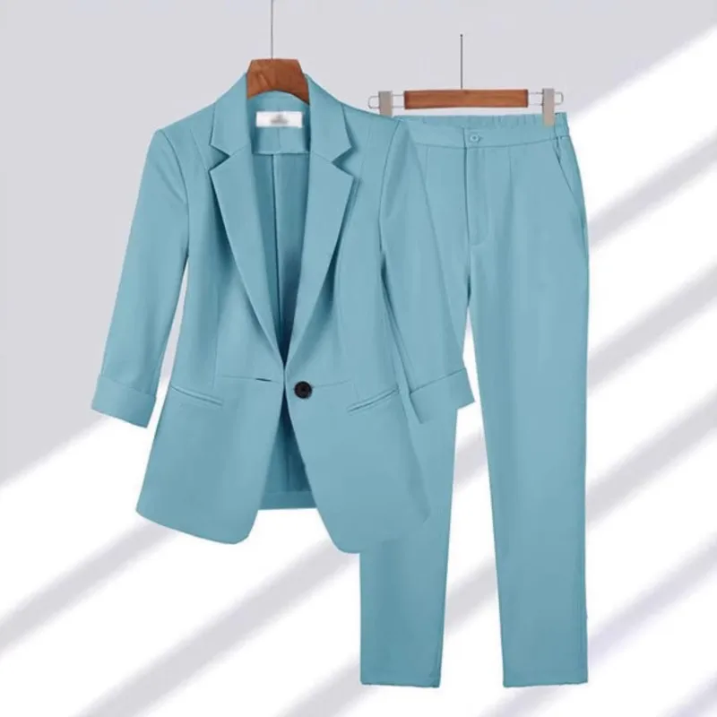 2025 New Two-Piece Suit Casual Nine-minute Sleeve Solid Color Single Button Suit Women's Professional Wear Office Ladies Commute
2025 New Two-Piece Suit Casual Nine-minute Sleeve Solid Color Single Button Suit Women's Professional Wear Office Ladies Commute