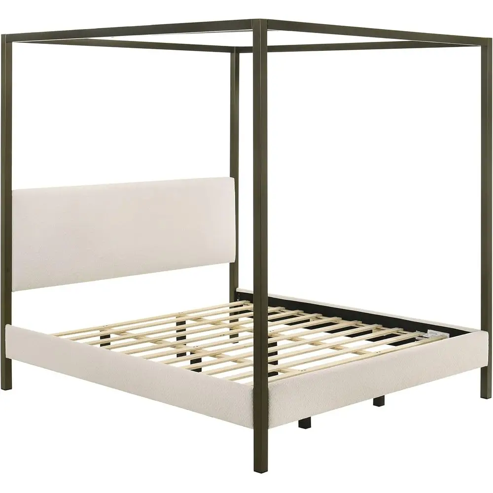 Wooden Upholstered Eastern King Bed with Padded Headboard and Transitional Style in Vanilla
Wooden Upholstered Eastern King Bed with Padded Headboard and Transitional Style in Vanilla