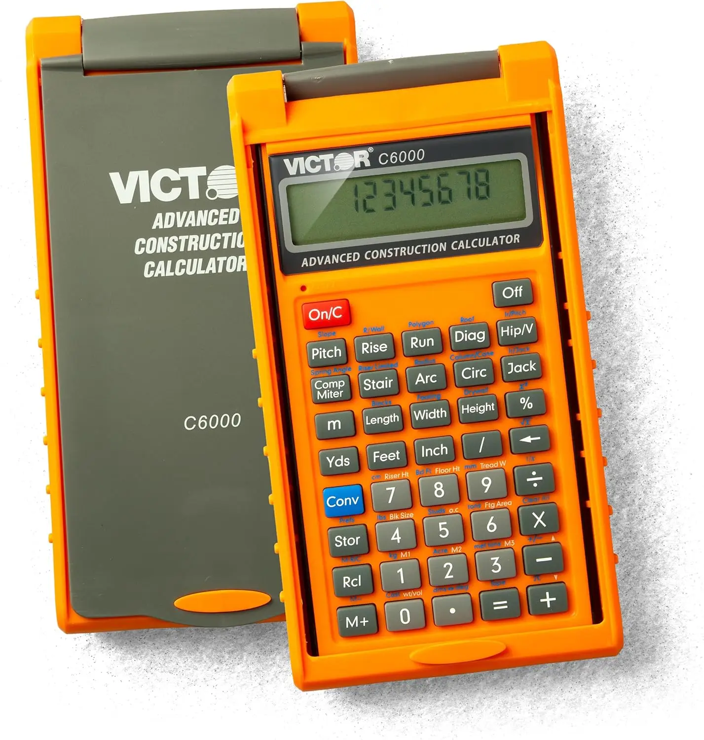 Advanced Construction Calculator with Protective Case, Fractional/Dimensional Display for Carpenters, Builders, Contractors