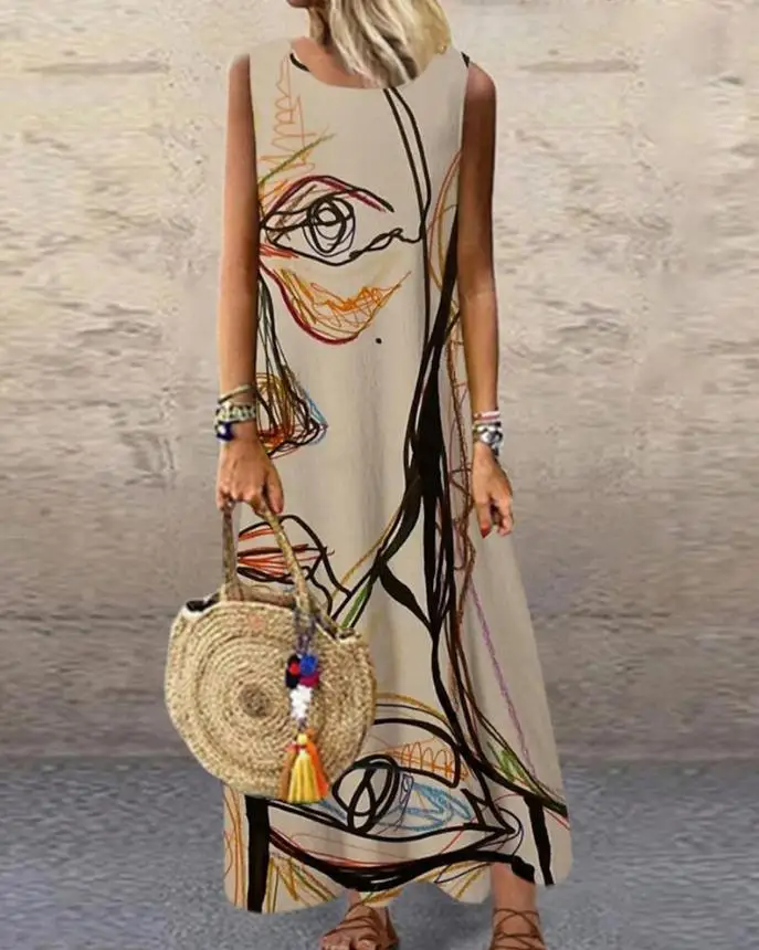 Dresses for Women 2023 Abstract Figure Print Sleeveless Round Neck Casual Daily Vacation Lady Straight Maxi Dress
Dresses for Women 2023 Abstract Figure Print Sleeveless Round Neck Casual Daily Vacation Lady Straight Maxi Dress