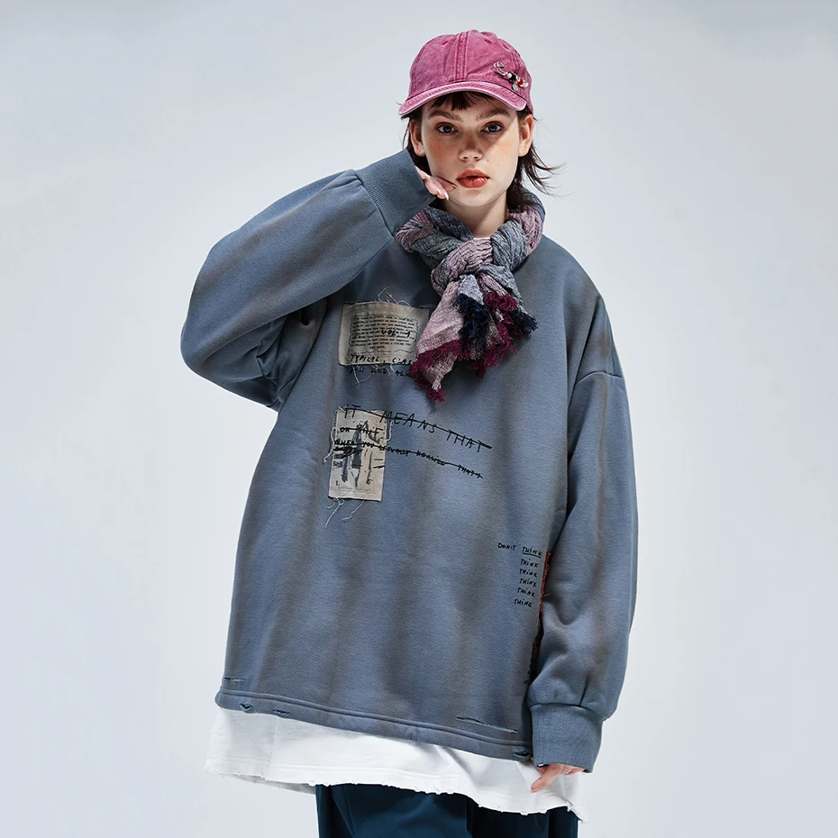 Women Vintage Ripped Sweatshirts Distressed Patchwork Harajuku Streetwear Hoodies Fleece Fall Winter Female Hoodie Pullovers
Women Vintage Ripped Sweatshirts Distressed Patchwork Harajuku Streetwear Hoodies Fleece Fall Winter Female Hoodie Pullovers