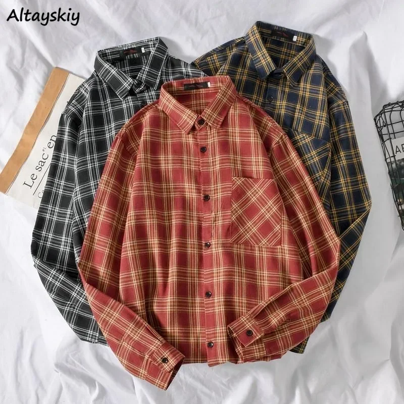 Plaid Shirts Women Basic Spring Autumn Korean Style Chic All-match Leisure Loose Pockets Ulzzang BF Unisex Female Top Popular
Plaid Shirts Women Basic Spring Autumn Korean Style Chic All-match Leisure Loose Pockets Ulzzang BF Unisex Female Top Popular