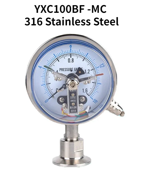 Electric Contact Sanitary Diaphragm Pressure Gauge YXC100BF -MC 1.6MPA 316 Stainless Steel
Electric Contact Sanitary Diaphragm Pressure Gauge YXC100BF -MC 1.6MPA 316 Stainless Steel