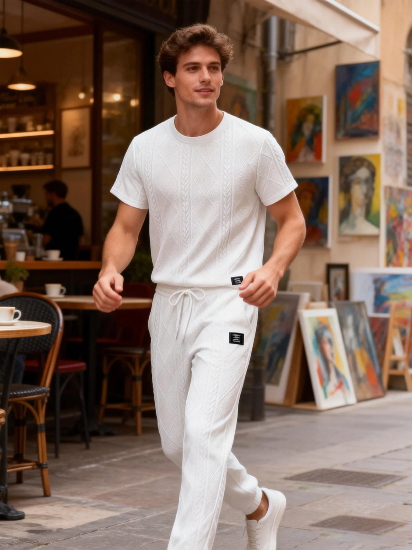 Men's 2 Piece Set Summer Outfits Man Clothes Textured Knit T‑Shirt And Pants Matching Casual Outfit Set
Men's 2 Piece Set Summer Outfits Man Clothes Textured Knit T‑Shirt And Pants Matching Casual Outfit Set