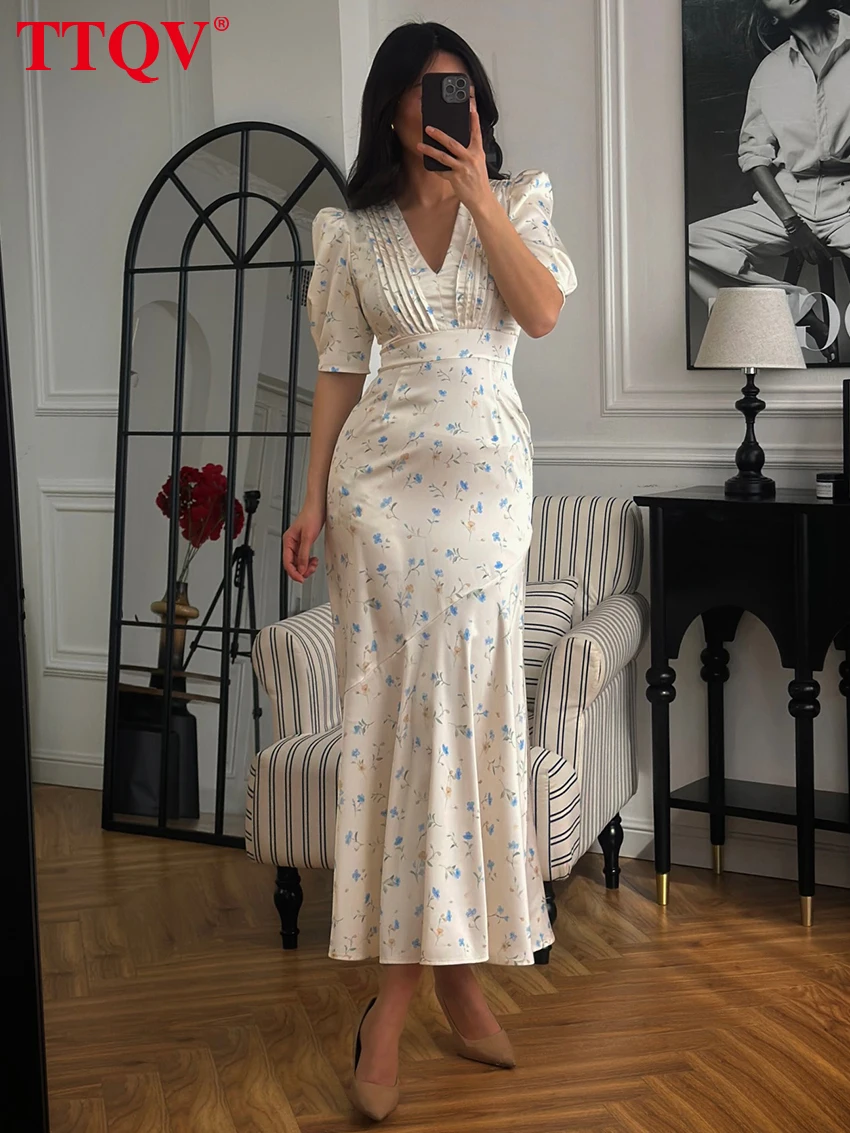 TTQV Summer Slim Print Women's Dress 2026 Sexy V-Neck Short Sleeve Ankle Length Dresses Elegant Classic High Waist Female Dress
TTQV Summer Slim Print Women's Dress 2026 Sexy V-Neck Short Sleeve Ankle Length Dresses Elegant Classic High Waist Female Dress