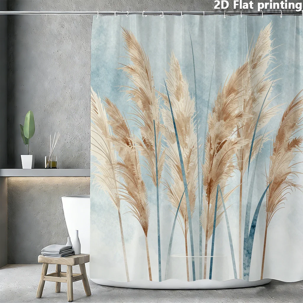 Pampas Grass Shower Curtain 1pc Polyester 2D Flat Print 70.8x70.8" Beige Plumes on Light Blue Watercolor Background
Pampas Grass Shower Curtain 1pc Polyester 2D Flat Print 70.8x70.8" Beige Plumes on Light Blue Watercolor Background