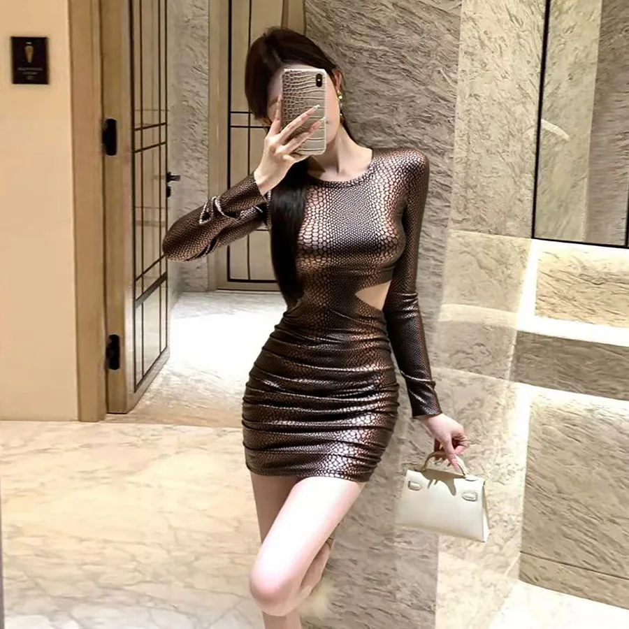 Pure Desirable Sexy Snake Skin Print Bodycon Short Skirt Dress Women's Autumn Winter High Waist Polyester Fiber Long Sleeve
Pure Desirable Sexy Snake Skin Print Bodycon Short Skirt Dress Women's Autumn Winter High Waist Polyester Fiber Long Sleeve