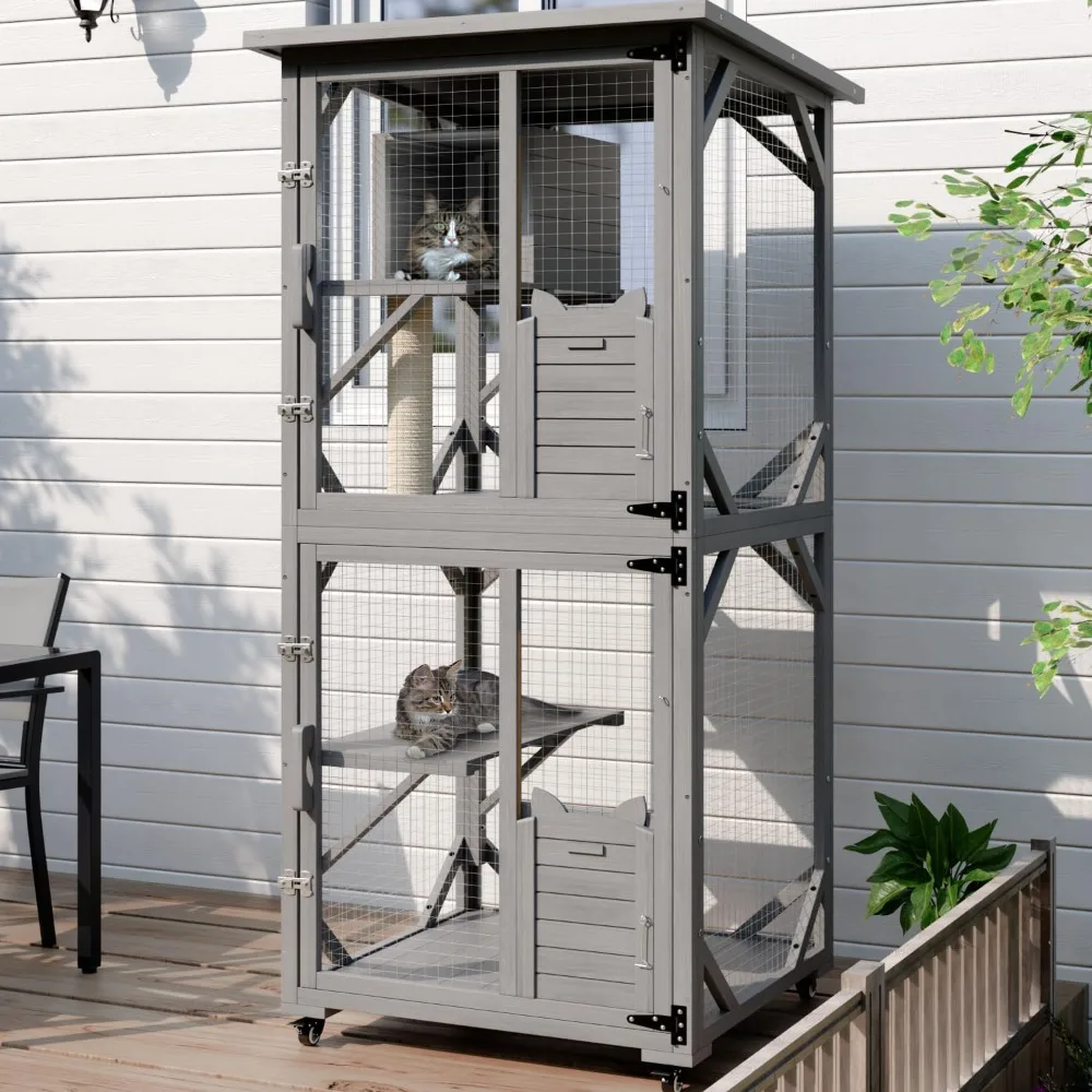 Cat House Catio Outdoor Enclosure with Waterproof Roof,71'' cat House & Condos on Wheels for Outdoor Patio,Cat Window Box,Scrat
Cat House Catio Outdoor Enclosure with Waterproof Roof,71'' cat House & Condos on Wheels for Outdoor Patio,Cat Window Box,Scrat