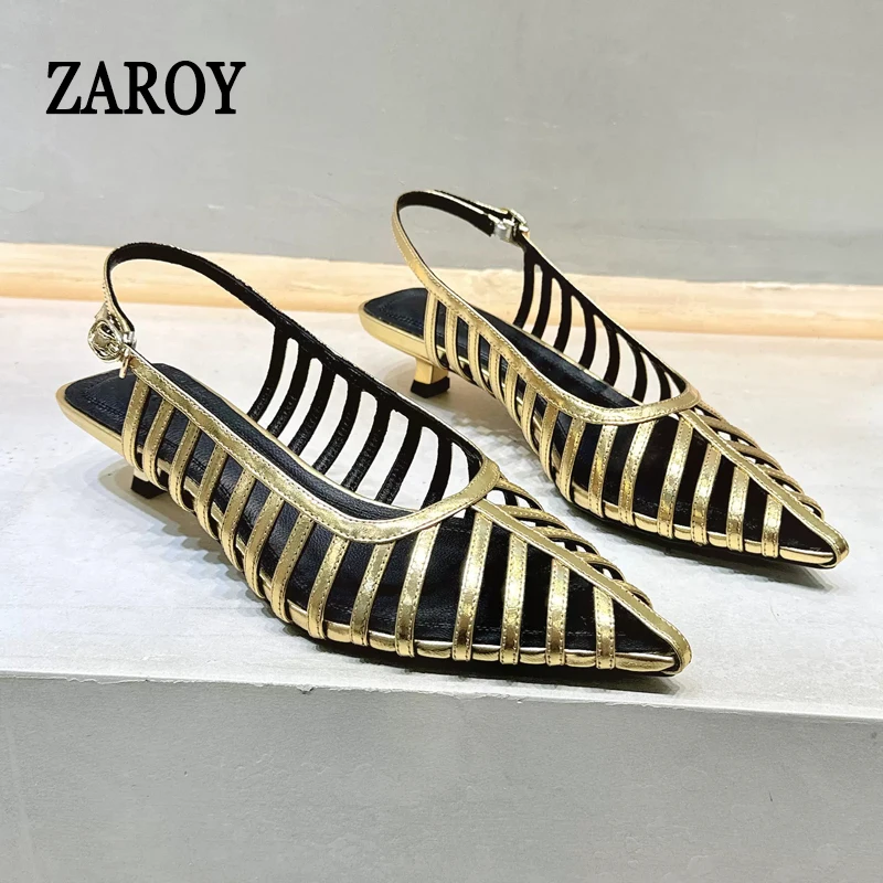 ZAROY Narrow Band Women Sandals Summer Point Toe Slingback 4cm Thin Heels Sandals Woven Hollow Party Wedding Roman Sandalias
ZAROY Narrow Band Women Sandals Summer Point Toe Slingback 4cm Thin Heels Sandals Woven Hollow Party Wedding Roman Sandalias