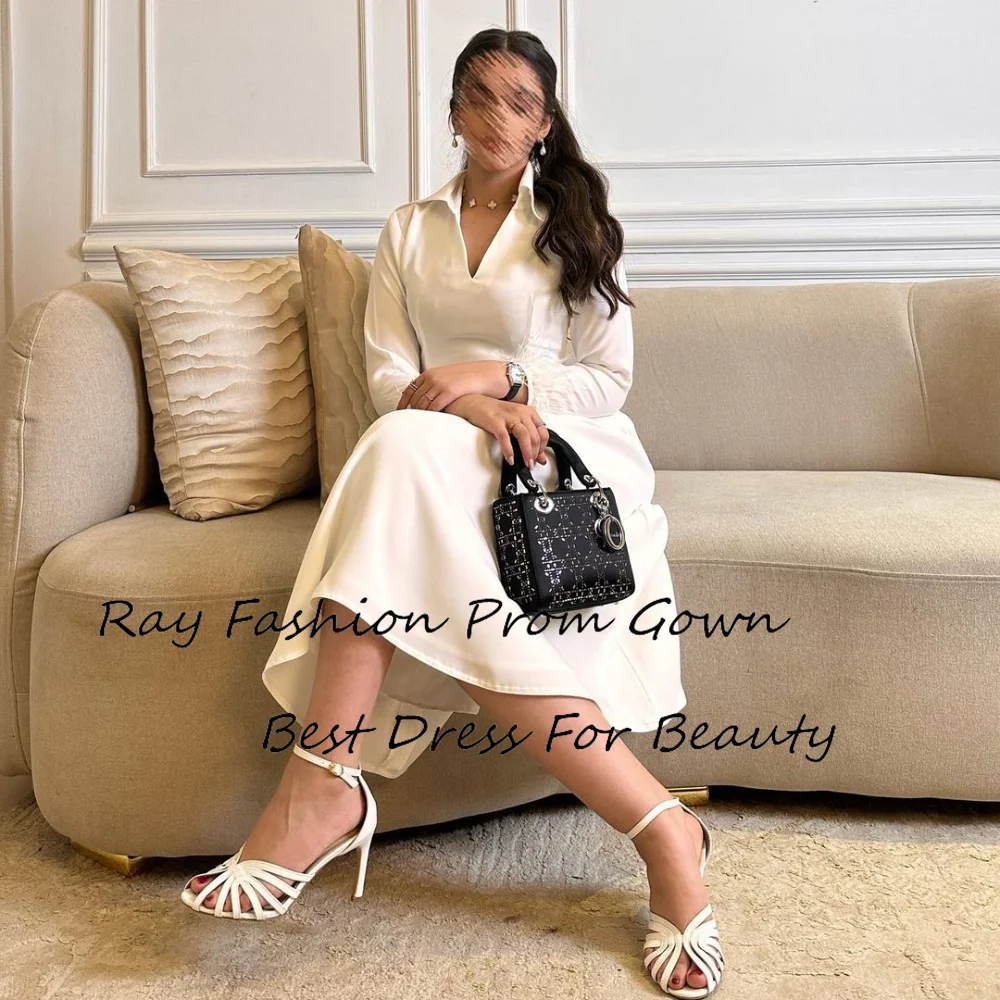 Simple A Line Prom Dress Classic V Neck Customize Tea Ltngth Full Sleeves Modest Evening Gowns فساتين سهرة For Formal Occasion
Simple A Line Prom Dress Classic V Neck Customize Tea Ltngth Full Sleeves Modest Evening Gowns فساتين سهرة For Formal Occasion