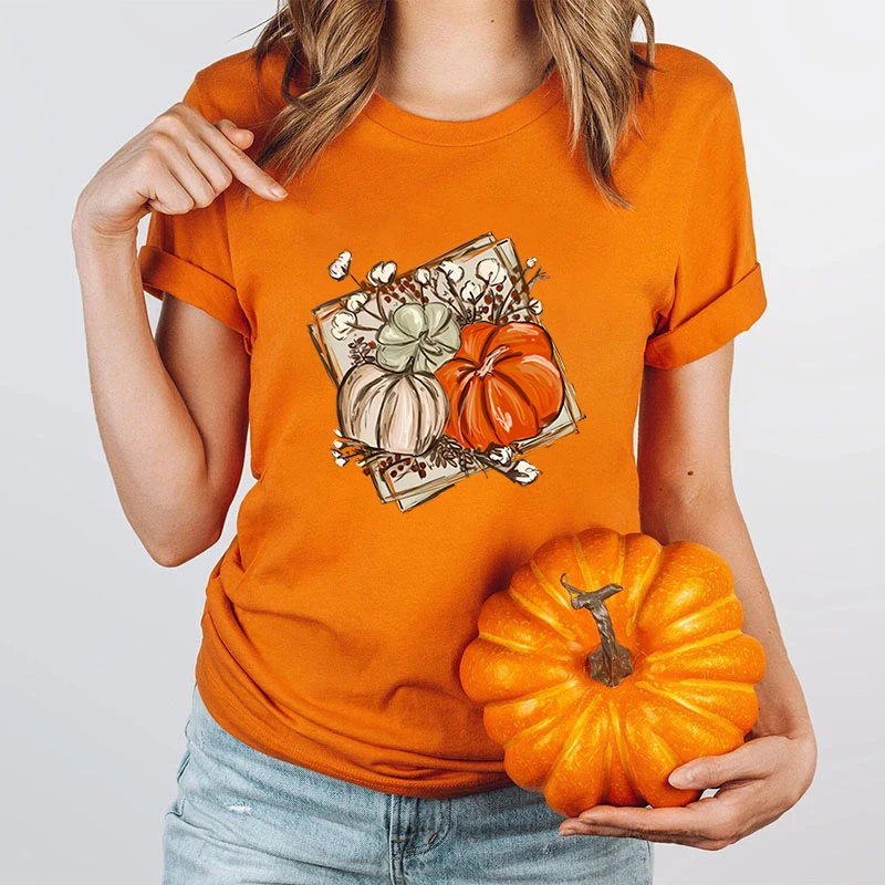 Fall Pumpkins Print T-shirts For Women Halloween Pumpkins T-shirt Fashion Casual Short Sleeve Round Neck Tops Ladies T-shirt
Fall Pumpkins Print T-shirts For Women Halloween Pumpkins T-shirt Fashion Casual Short Sleeve Round Neck Tops Ladies T-shirt