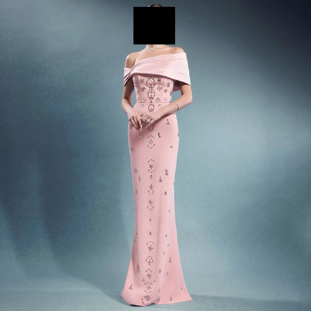Customized Exquisite Off the Shoulder Crystal Mermaid Evening Dress Graceful Satin Short Sleeves Pleats Vestido De Noche
Customized Exquisite Off the Shoulder Crystal Mermaid Evening Dress Graceful Satin Short Sleeves Pleats Vestido De Noche