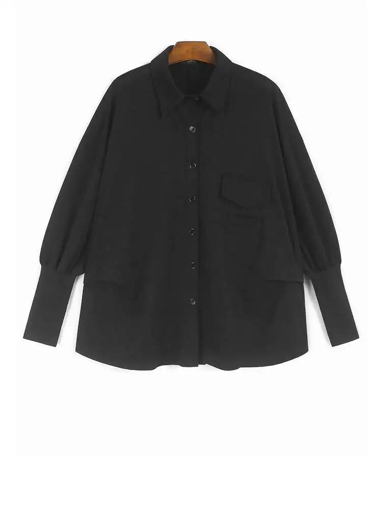 Women Black Brief Thick Big Size Casual Blouse New Lapel Long Batwing Sleeve Shirt Fashion Tide Spring Autumn
Women Black Brief Thick Big Size Casual Blouse New Lapel Long Batwing Sleeve Shirt Fashion Tide Spring Autumn