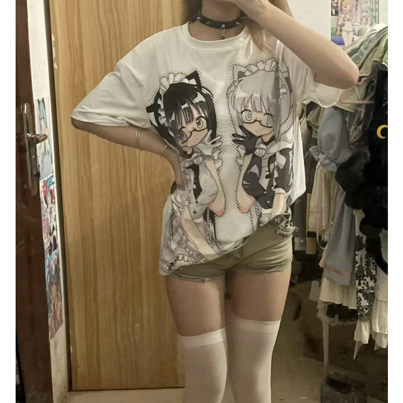 White T Shirt Subculture Y2k Anime Printed Comic Harajuku Short Sleeve Tops Summer 2024 Loose Casual Japanese Women Tees
White T Shirt Subculture Y2k Anime Printed Comic Harajuku Short Sleeve Tops Summer 2024 Loose Casual Japanese Women Tees