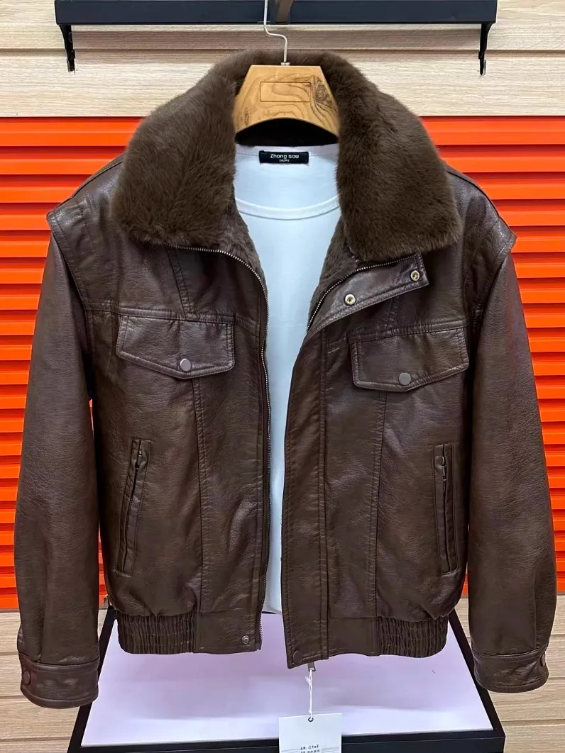 Men's PU Leather Jaet Autumn Winter New Sle Removable Fur Collar Warm Fce Lined Busin Comfortable European Faion
Men's PU Leather Jaet Autumn Winter New Sle Removable Fur Collar Warm Fce Lined Busin Comfortable European Faion