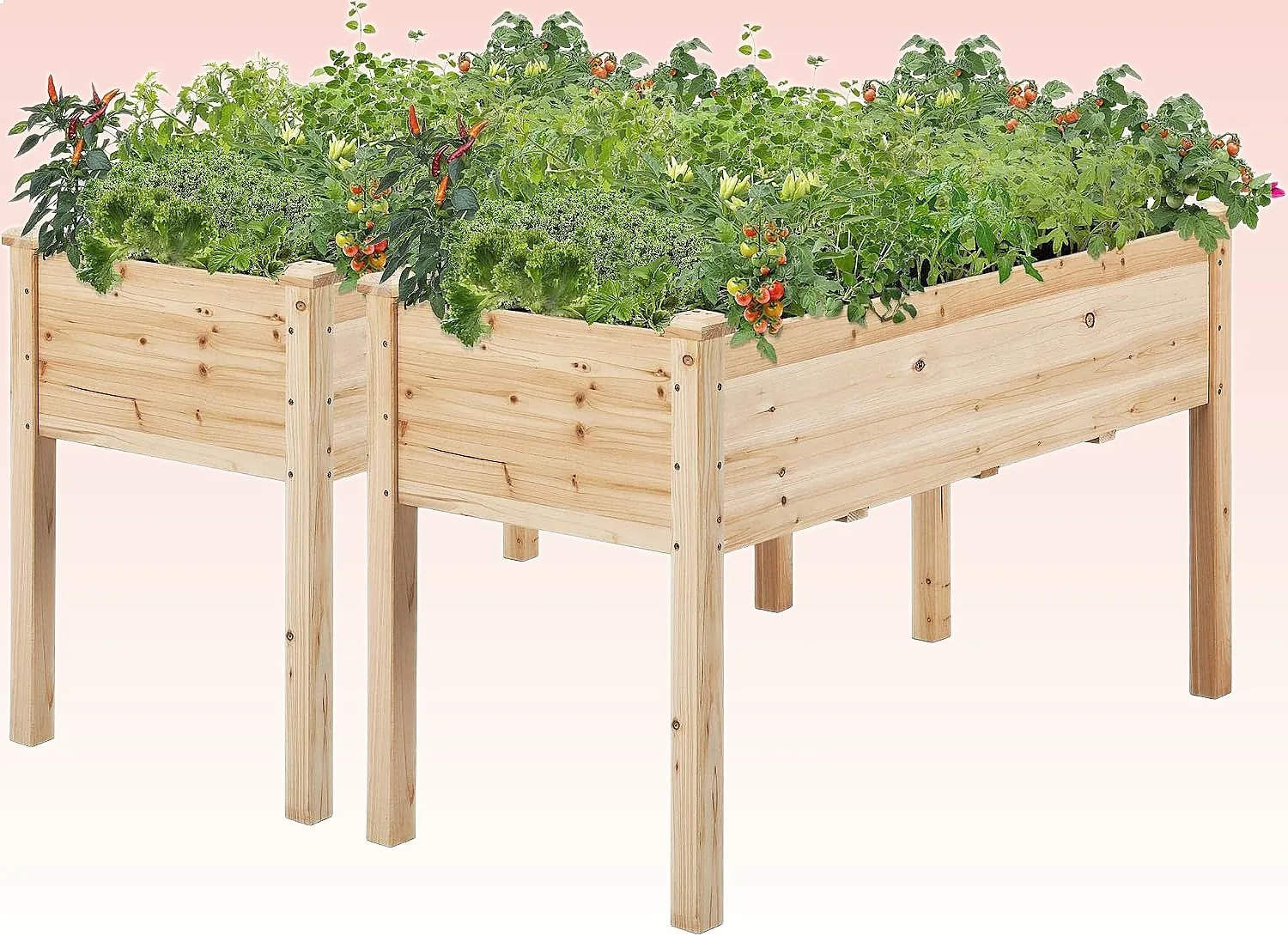 2pcs Raised Garden Bed 48x24x30in Elevated Wooden Planter Box with Legs for Patio
2pcs Raised Garden Bed 48x24x30in Elevated Wooden Planter Box with Legs for Patio