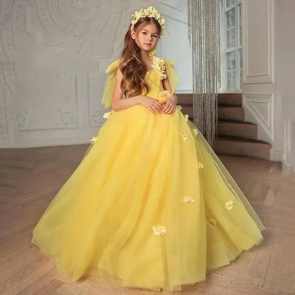Tulle Sleeveless Elegant Girl Kids Birthday Ball Gown Communion Party Gown 3D Floral Appliques Flower Girl Dresses for Wedding
Tulle Sleeveless Elegant Girl Kids Birthday Ball Gown Communion Party Gown 3D Floral Appliques Flower Girl Dresses for Wedding