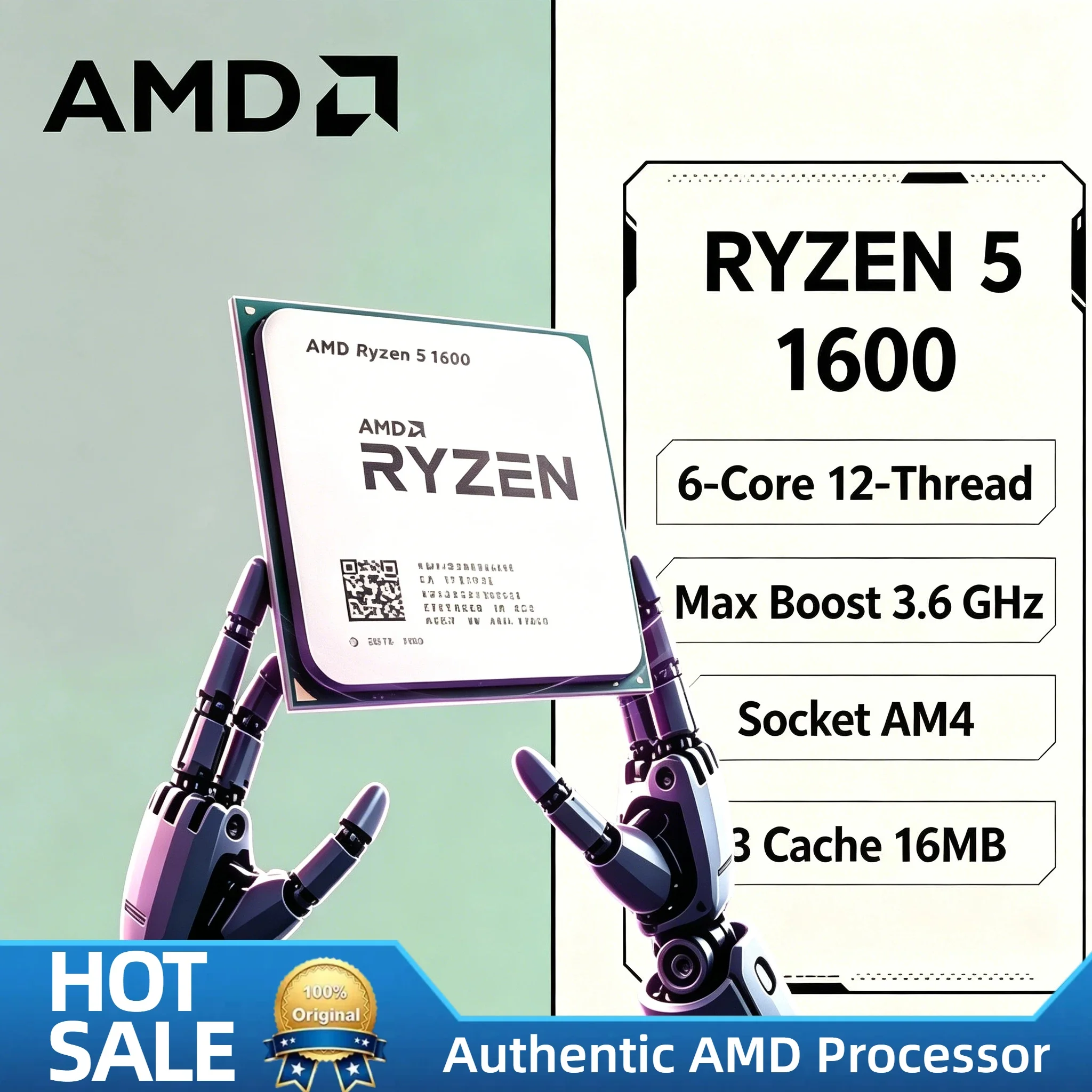 AMD Ryzen 5 1600 3.2GHz 6 Core 12 Thread 65W Socket AM4 Gaming Processor Without Package Ultra Fast Plus Pro Max
AMD Ryzen 5 1600 3.2GHz 6 Core 12 Thread 65W Socket AM4 Gaming Processor Without Package Ultra Fast Plus Pro Max