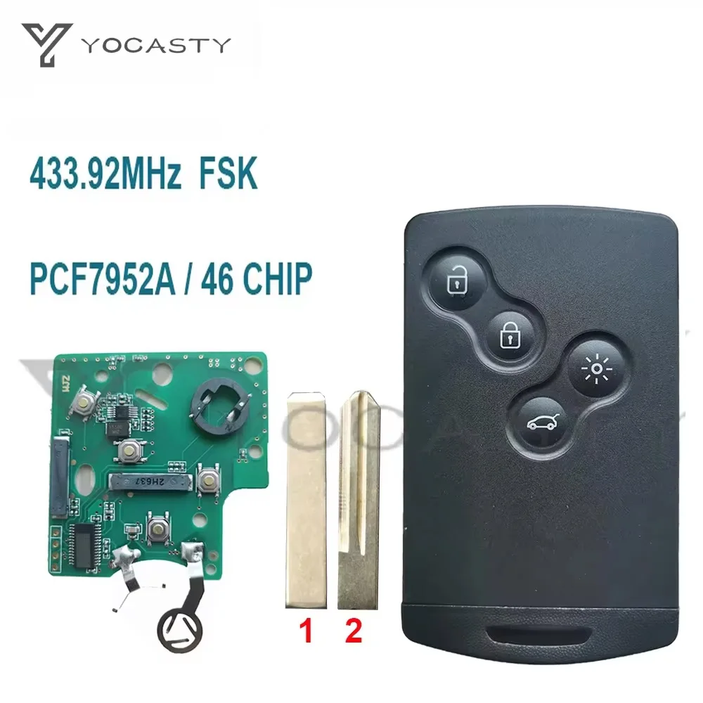 YOCASTY 4 Button Keyless Smart Key 433.92MHz FSK PCF7952A ID46 For Renault Koleos 2008 2009 2010 2011 NSN14 Samsung QM5
YOCASTY 4 Button Keyless Smart Key 433.92MHz FSK PCF7952A ID46 For Renault Koleos 2008 2009 2010 2011 NSN14 Samsung QM5