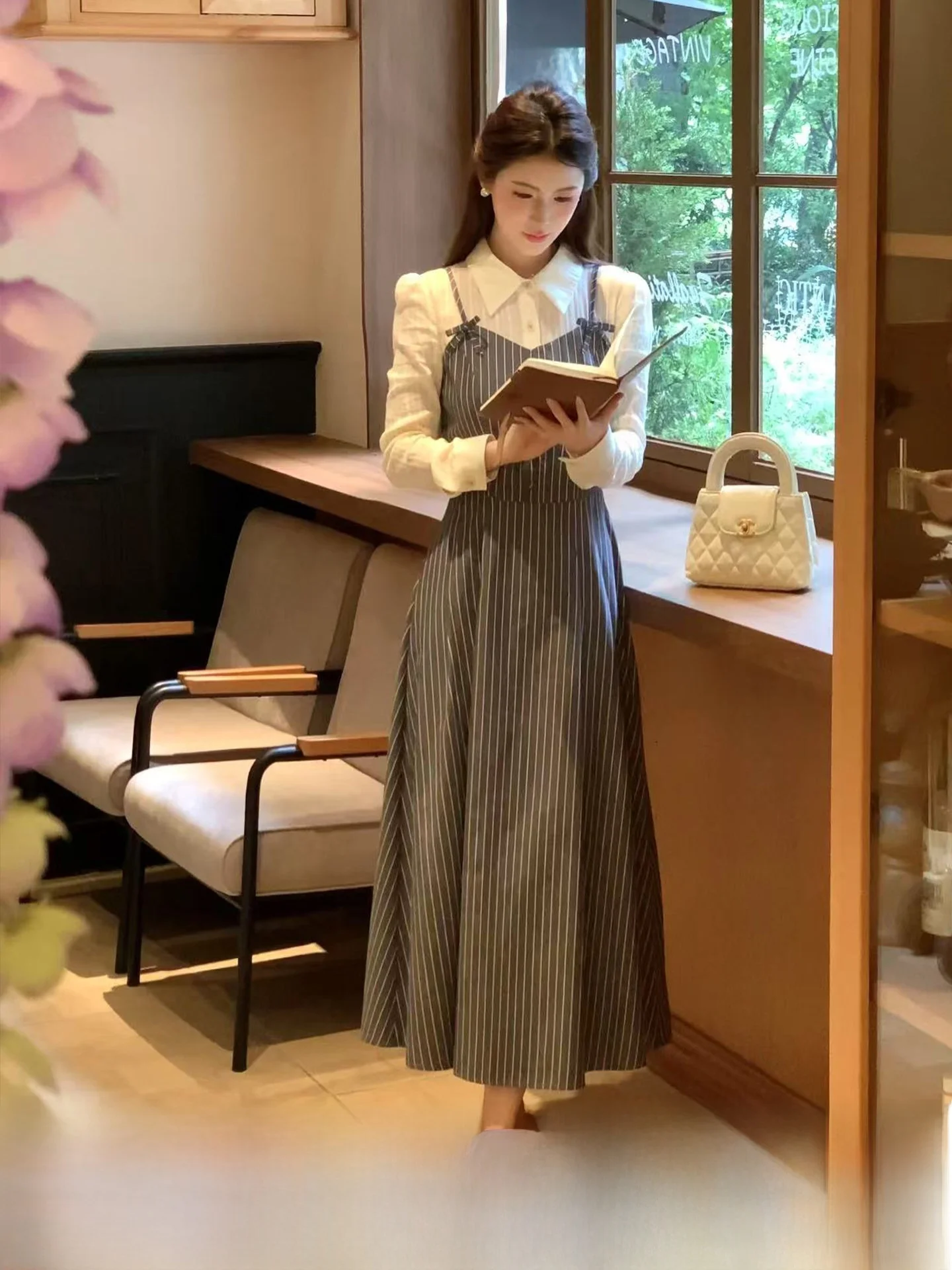 LILI Tokyo Years Retro College Sle irt Dr ey Stripe Patcher Fake Two-Piece High Waist A-Line Skirt Long Sve Dr
LILI Tokyo Years Retro College Sle irt Dr ey Stripe Patcher Fake Two-Piece High Waist A-Line Skirt Long Sve Dr