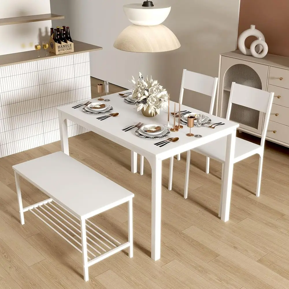 Space-Saving White Kitchen Dining Table Set with 4 Chairs or Bench Option for Home and Commercial Use
Space-Saving White Kitchen Dining Table Set with 4 Chairs or Bench Option for Home and Commercial Use