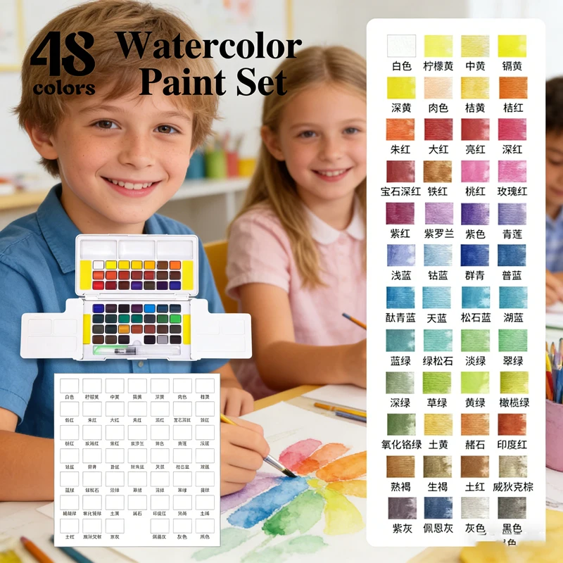 Watercolor Paint Set 12-48 Colors with Water Brush Pens, Premium Art Kit for Hobbyists, Artists & Painting Enthusiasts
Watercolor Paint Set 12-48 Colors with Water Brush Pens, Premium Art Kit for Hobbyists, Artists & Painting Enthusiasts