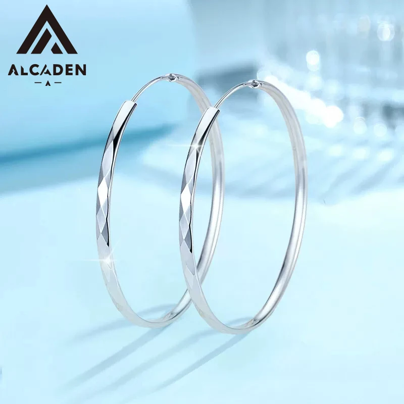 Trendy 925 Sterling Silver Large Hoop Earrings Rhombus Faceted Cut Sparkling Silver Circle Earrings for Women Party Daily Wear
Trendy 925 Sterling Silver Large Hoop Earrings Rhombus Faceted Cut Sparkling Silver Circle Earrings for Women Party Daily Wear