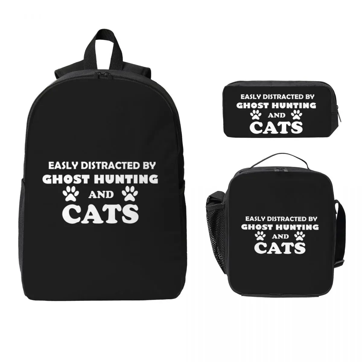 Easily Distracted By Ghost Hunting And Cats Backpack BookBag School Bag Computer Shoulder Bags 3ps Lunch Bag Pencil Case
Easily Distracted By Ghost Hunting And Cats Backpack BookBag School Bag Computer Shoulder Bags 3ps Lunch Bag Pencil Case