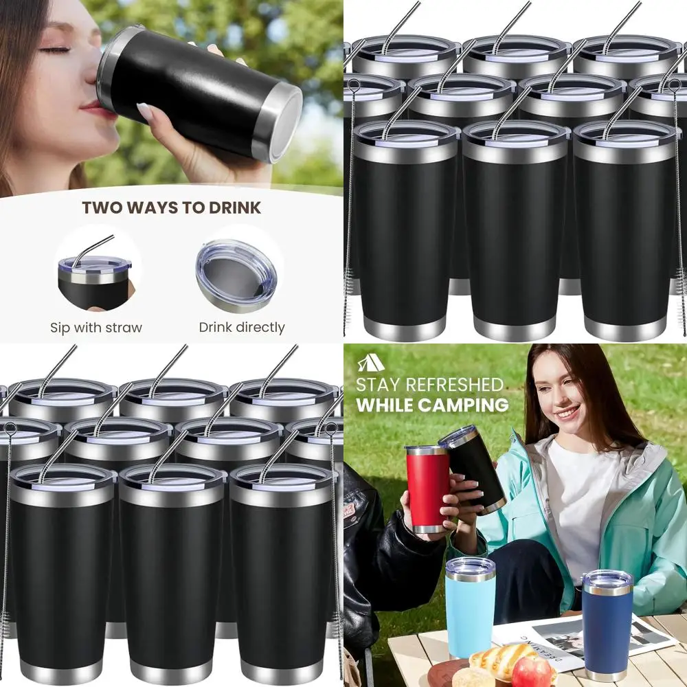 Набор из 12 стаканов из нержавеющей стали с двойными стенками и вакуумной изоляцией с крышками и соломинками, прочные дорожные кружки с порошковым покрытием для холода и
Набор из 12 стаканов из нержавеющей стали с двойными стенками и вакуумной изоляцией с крышками и соломинками, прочные дорожные кружки с порошковым покрытием для холода и