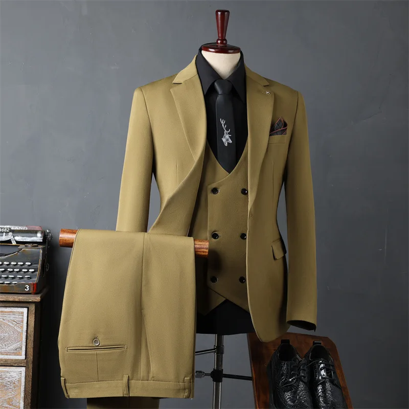 KIDWHXR Men Three-piece Sets British Style Simple Solid Color Male Outfit Long Sleeve Slim Breathable Business Office Man Suits
KIDWHXR Men Three-piece Sets British Style Simple Solid Color Male Outfit Long Sleeve Slim Breathable Business Office Man Suits