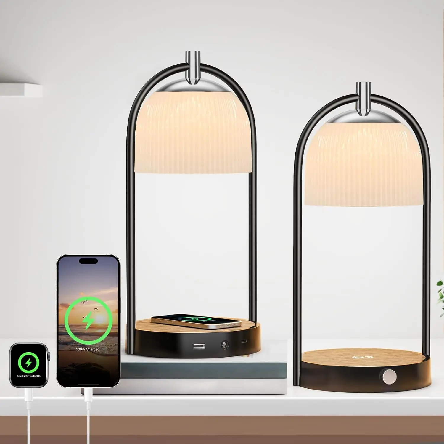 15W Wireless Charging LED Table Lamps Set of 2, Dimmable Nightstand Lights with USB-C Port for Bedroom Office
15W Wireless Charging LED Table Lamps Set of 2, Dimmable Nightstand Lights with USB-C Port for Bedroom Office