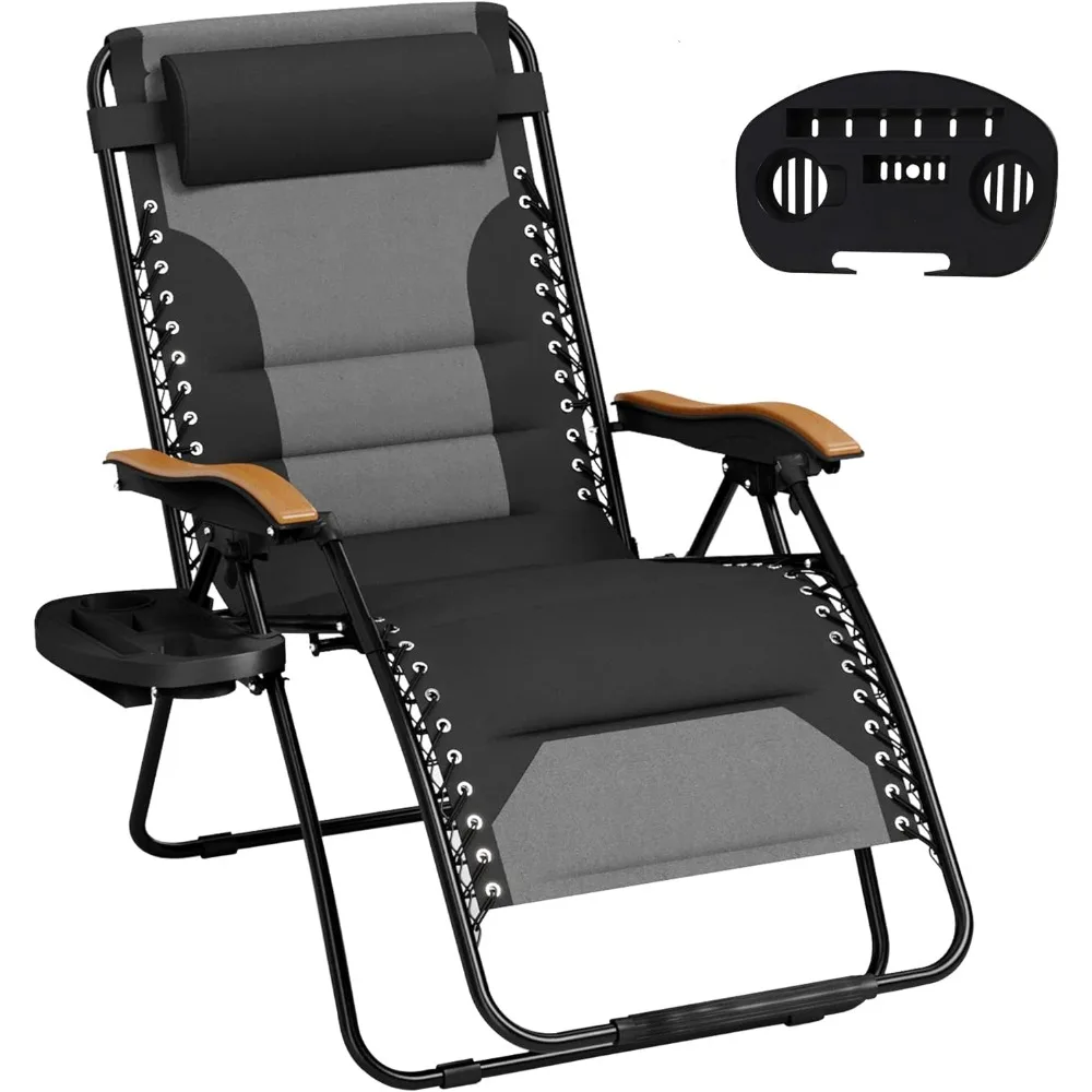 Zero Gravity Chairs, Oversized Patio Recliner Chair, Padded Folding Lawn Chair with Cup Holder Tray, Support 400lbs.
Zero Gravity Chairs, Oversized Patio Recliner Chair, Padded Folding Lawn Chair with Cup Holder Tray, Support 400lbs.