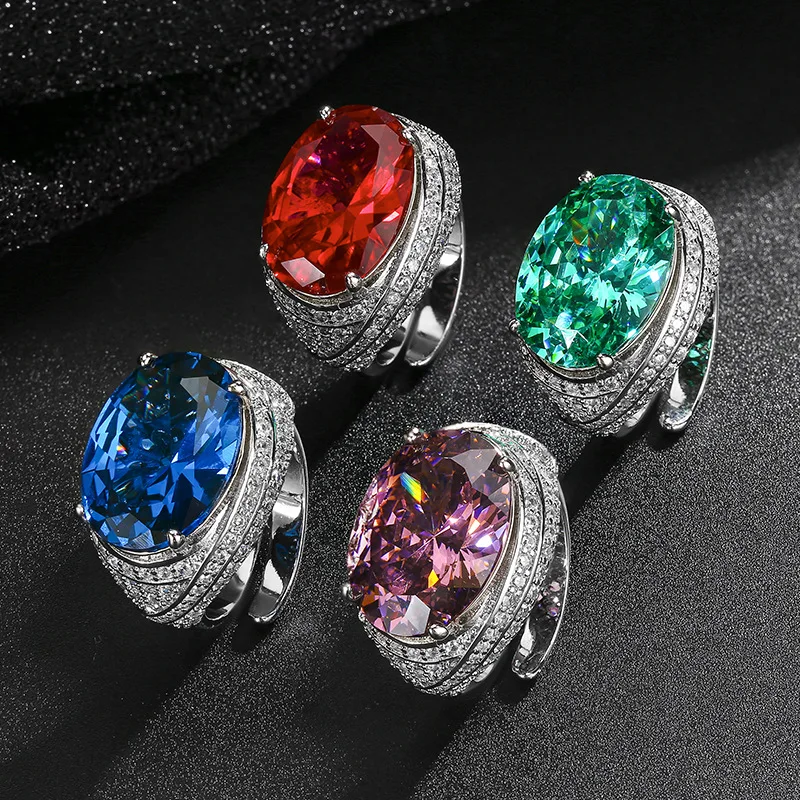 Adjustable Oval Cut Statement Ring with Emerald Green Pink Cubic Zirconia 13mm×18mm Big Stone Sparkling Pave Setting for Women
Adjustable Oval Cut Statement Ring with Emerald Green Pink Cubic Zirconia 13mm×18mm Big Stone Sparkling Pave Setting for Women