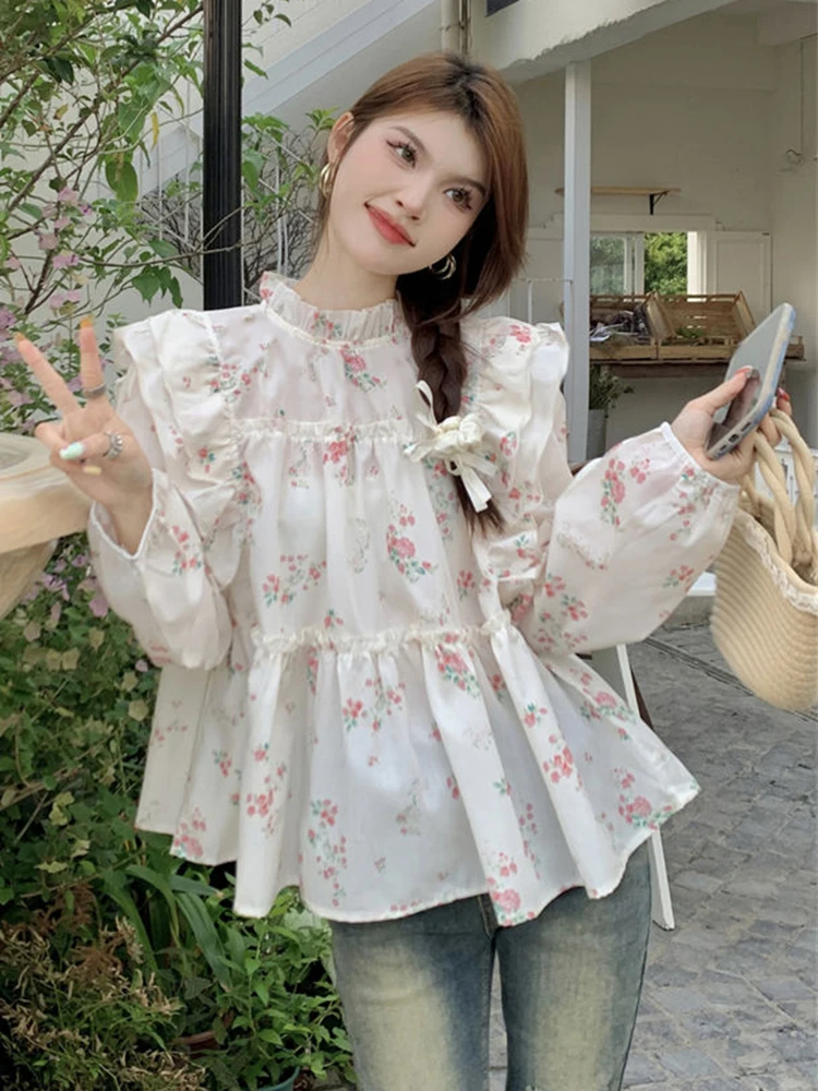 Zoki Sweet Ruffles Цветочные рубашки женские элегантные корейские свободные блузки с длинным рукавом винтажные весенние женские милые топы в стиле ретро новые
Zoki Sweet Ruffles Цветочные рубашки женские элегантные корейские свободные блузки с длинным рукавом винтажные весенние женские милые топы в стиле ретро новые