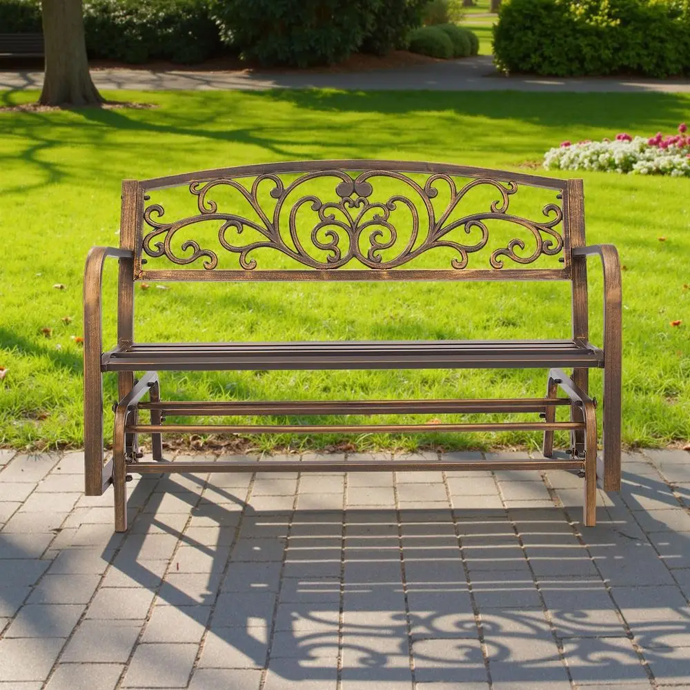 Outdoor Bench, 50 inch, Carbon Steel Metal Frame with Cast Iron Backrest and Round Edge Armrests, Weatherproof Outside Glider B
Outdoor Bench, 50 inch, Carbon Steel Metal Frame with Cast Iron Backrest and Round Edge Armrests, Weatherproof Outside Glider B