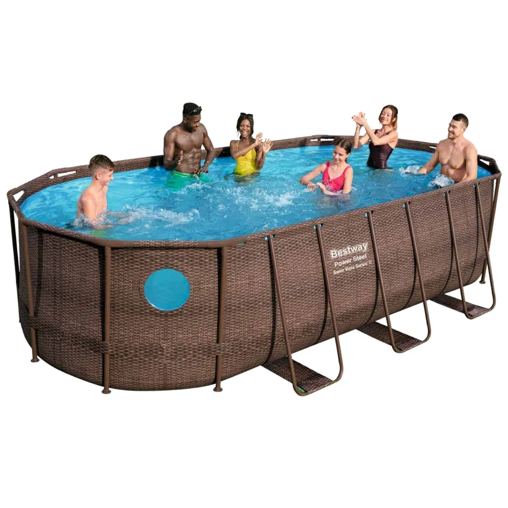 56714 Bestvvay 4.27x2.5x1m Power Steel Oval Swim Vista Frame Pool 14'x8'2"x39.5" Rattan Pool Wz See-through Water-tight Windows
56714 Bestvvay 4.27x2.5x1m Power Steel Oval Swim Vista Frame Pool 14'x8'2"x39.5" Rattan Pool Wz See-through Water-tight Windows