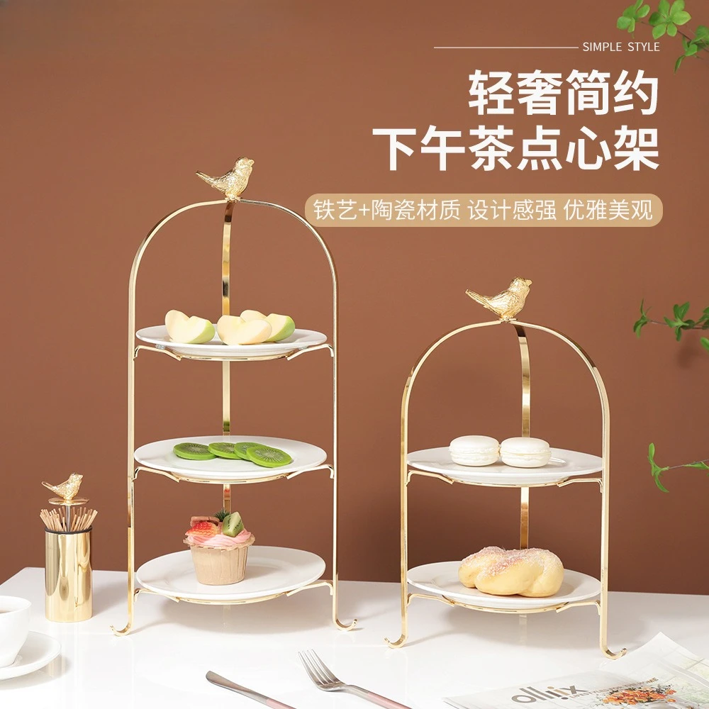 European Chinese and Western food light gold ceramic cake dessert fruit plate wedding photography props snack rack 2 laye
European Chinese and Western food light gold ceramic cake dessert fruit plate wedding photography props snack rack 2 laye