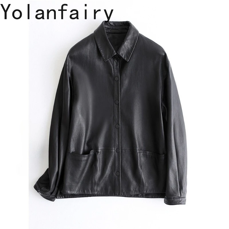 YOLANFAIRY Real Sheepskin Coat 2026 Spring Autumn Genuine Leather Jacket Women Shirt Collar Elegant Short Leather Jackets Casual
YOLANFAIRY Real Sheepskin Coat 2026 Spring Autumn Genuine Leather Jacket Women Shirt Collar Elegant Short Leather Jackets Casual