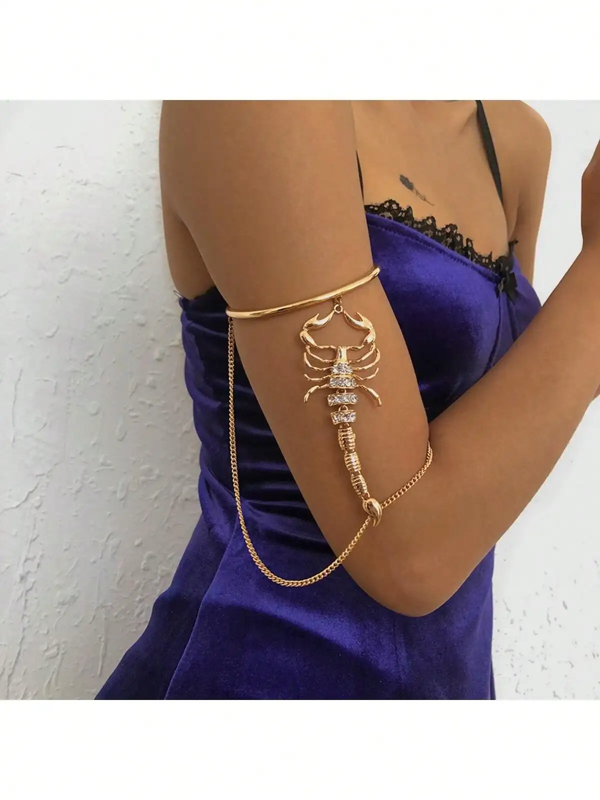 Gold Greek Scorpion Inspired Arm Cuff Bracelet, Diamond Armlet For Women, Suitable For Party And Daily Wear
Gold Greek Scorpion Inspired Arm Cuff Bracelet, Diamond Armlet For Women, Suitable For Party And Daily Wear