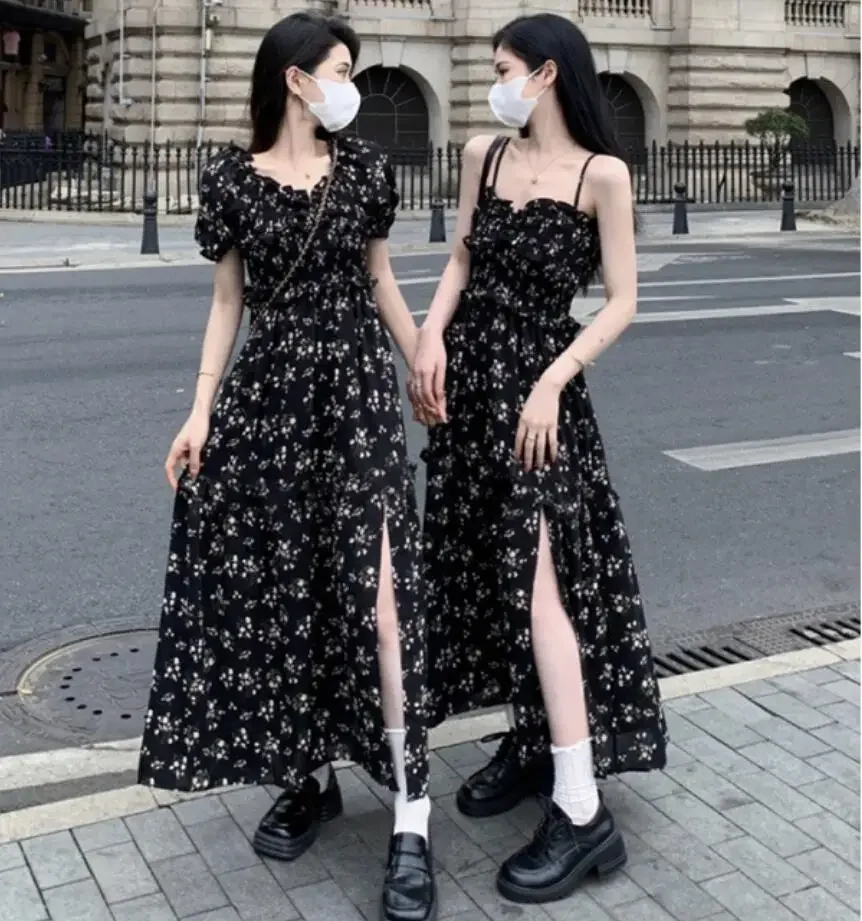 Vintage Printed Spaghetti Straps Dress Women Elegant Holiday Long Dress Summer Korean Off Shoulder Maxi Dresses Vestidos
Vintage Printed Spaghetti Straps Dress Women Elegant Holiday Long Dress Summer Korean Off Shoulder Maxi Dresses Vestidos
