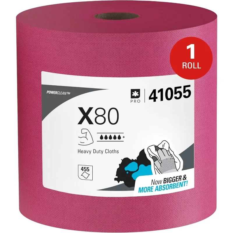 PowerClean X80 Cloths Heavy Duty Wipes (41055), Jumbo, Extended Use Towels, Red (1 Roll of 475 Sheets, 475 Sheet Total)
PowerClean X80 Cloths Heavy Duty Wipes (41055), Jumbo, Extended Use Towels, Red (1 Roll of 475 Sheets, 475 Sheet Total)