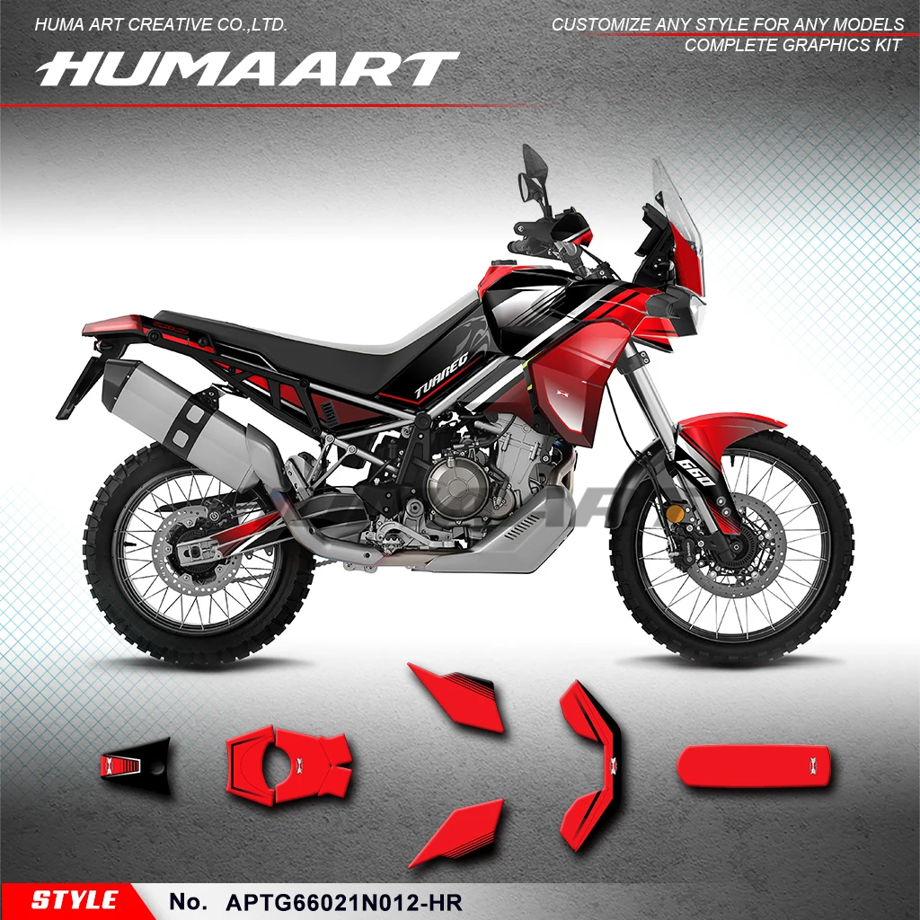 HUMAART Custom Motorcycle Graphics Stickers Set for Aprilia Tuareg 660 2021 2022 2023, Rebuild Kit, Style No.APTG66021N012-HR
HUMAART Custom Motorcycle Graphics Stickers Set for Aprilia Tuareg 660 2021 2022 2023, Rebuild Kit, Style No.APTG66021N012-HR