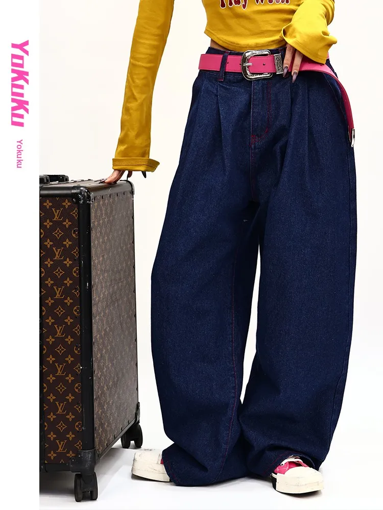 Cool American Retro Low Waist Wide Leg Casual Jeans Women's Shaping Master Blue Red Color Block Casual Denim Pants
Cool American Retro Low Waist Wide Leg Casual Jeans Women's Shaping Master Blue Red Color Block Casual Denim Pants