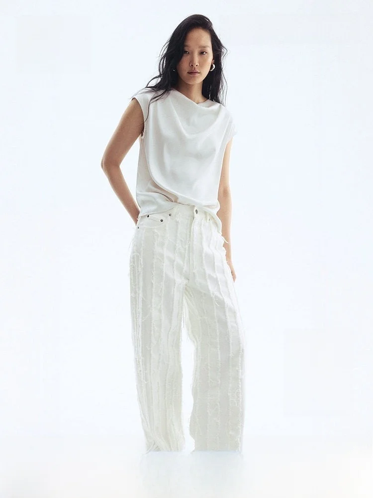 Fashionable Casual Straight Leg Jeans Women's Denim Pants Summer Edition Series H&M Cotton 100% Straight Cut Frayed
Fashionable Casual Straight Leg Jeans Women's Denim Pants Summer Edition Series H&M Cotton 100% Straight Cut Frayed