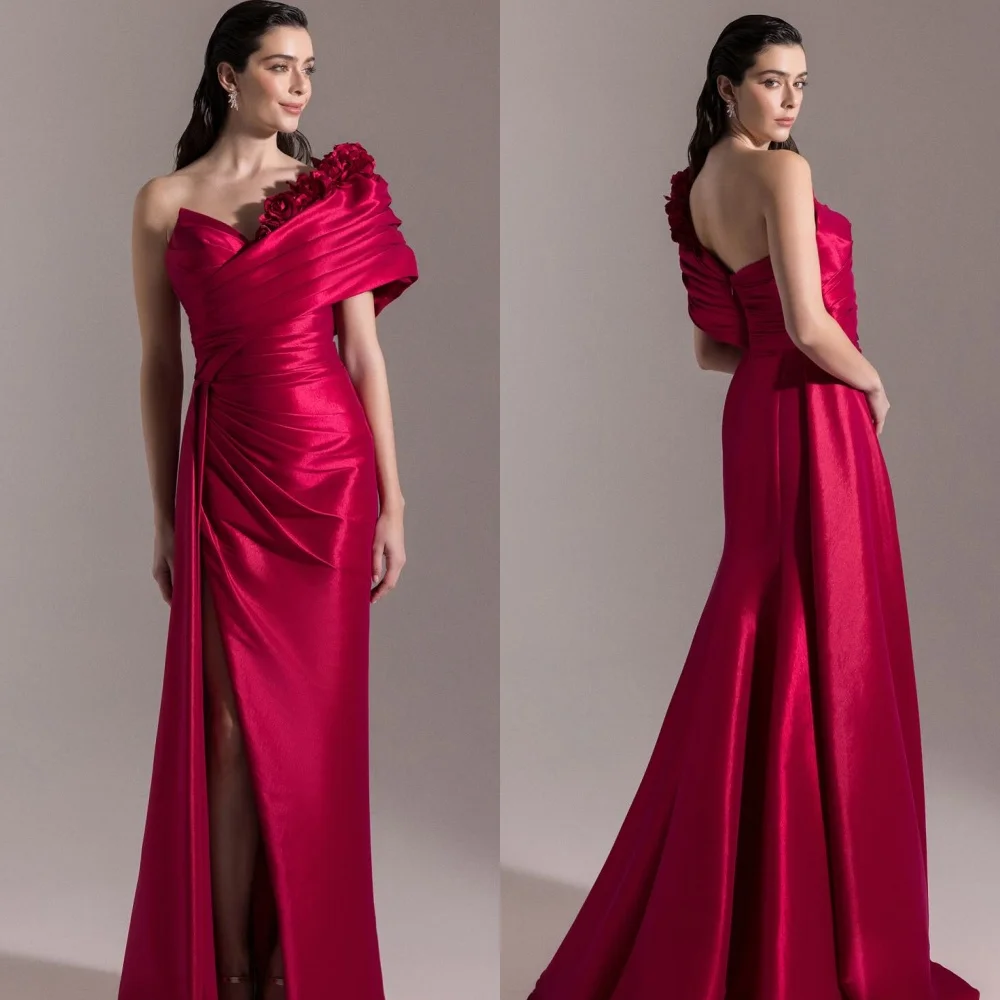 Customized Elegant One Shoulder Sleeveless Evening Dress Luxury Satin Prom Dresses Delicate Flowers Special Occasion Gowns
Customized Elegant One Shoulder Sleeveless Evening Dress Luxury Satin Prom Dresses Delicate Flowers Special Occasion Gowns