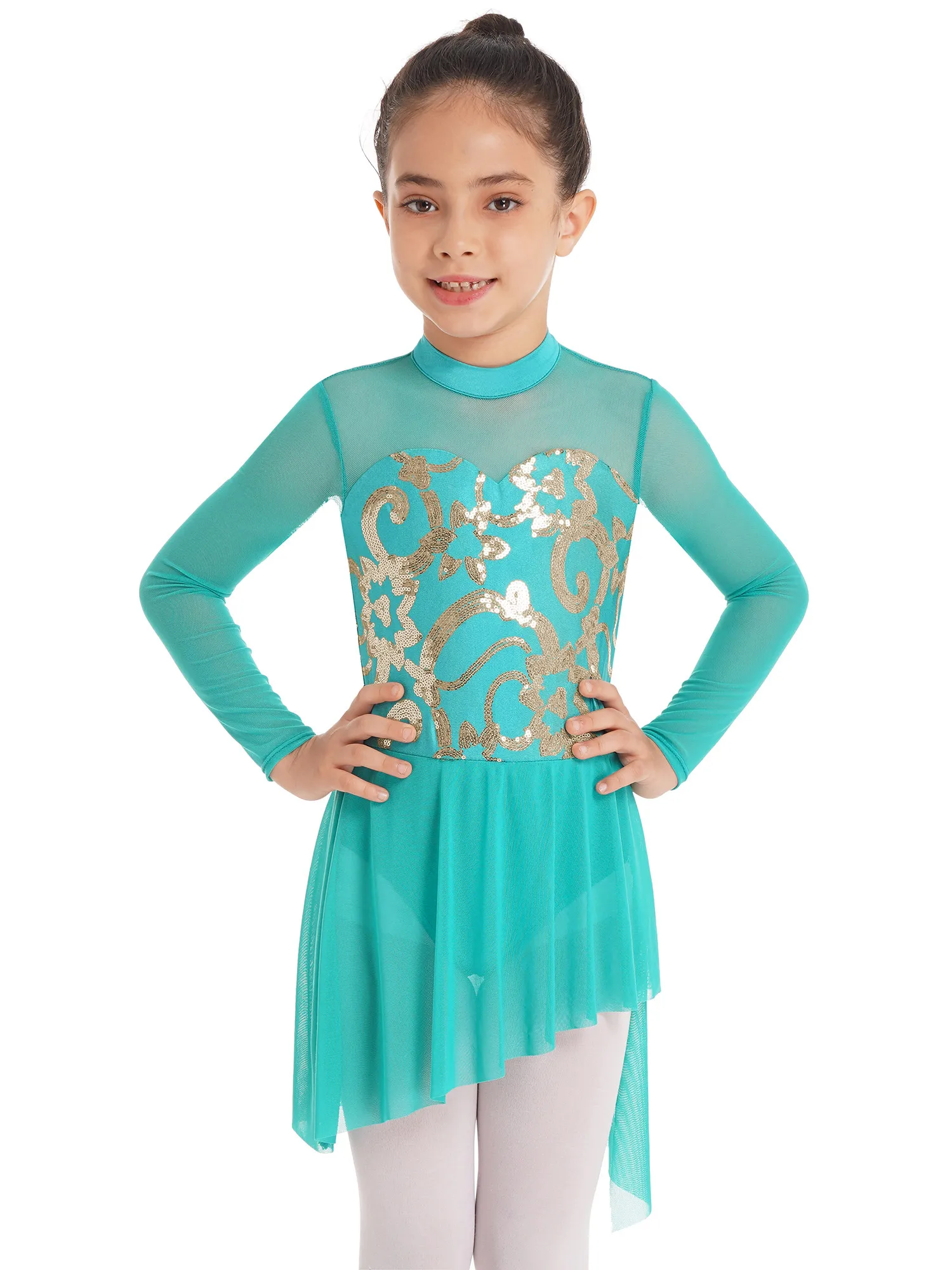Kids Girls Dance Dress Stylish Clothing Round Collar Hollow Back Shiny Sequins Decorated Irregular Hem Slit dancewear sportwear
Kids Girls Dance Dress Stylish Clothing Round Collar Hollow Back Shiny Sequins Decorated Irregular Hem Slit dancewear sportwear