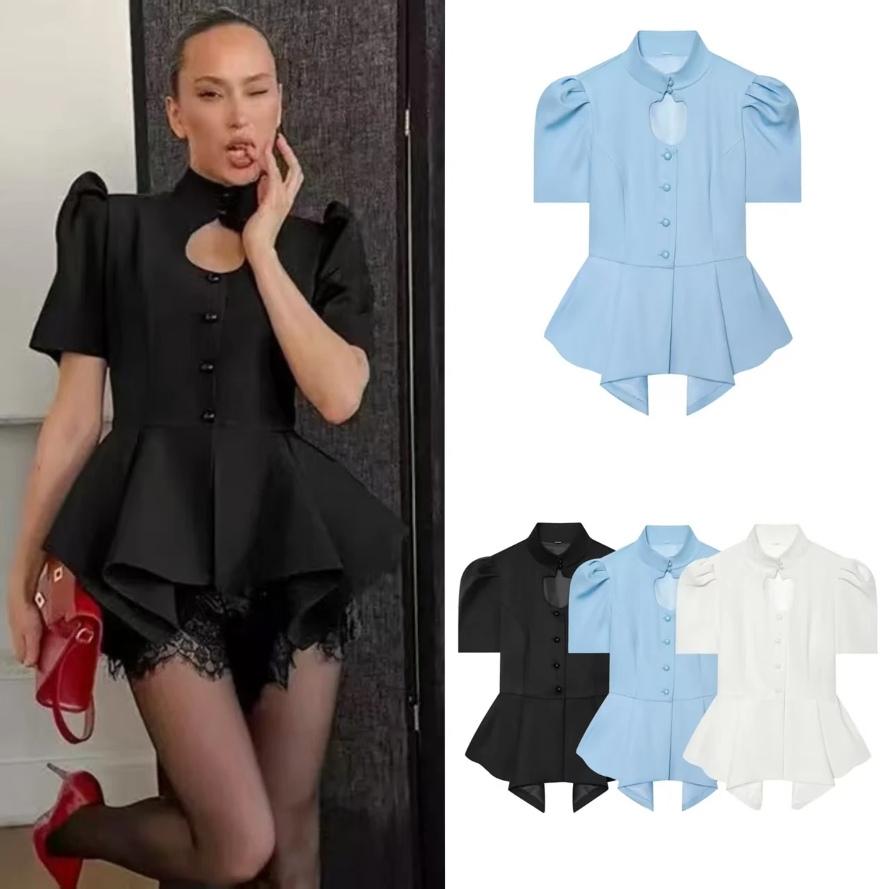 2026 Summer New Style Women's Jacket Solid Color Short Sleeve Stand Collar Hollow-Out Skirt Hem Jacket Elegant Socialite Style
2026 Summer New Style Women's Jacket Solid Color Short Sleeve Stand Collar Hollow-Out Skirt Hem Jacket Elegant Socialite Style