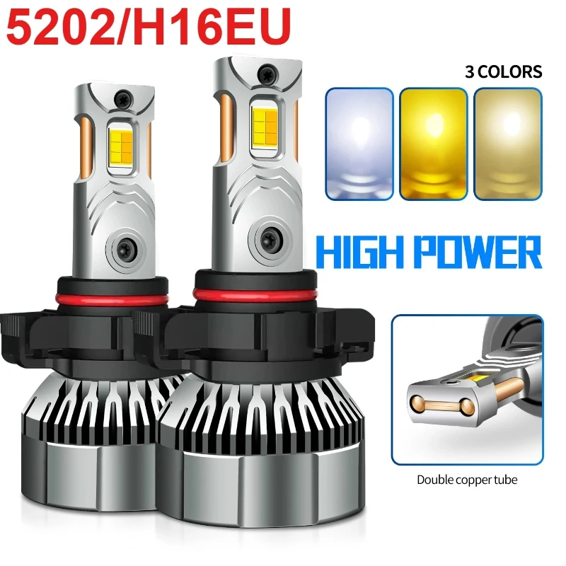 2PCS 5202 LED 50000LM 120W Headlight 12V 3000K-6500K Three-color Bulb Light Bulbs for Car LED H16EU Canbus with Fan Turbo Lights
2PCS 5202 LED 50000LM 120W Headlight 12V 3000K-6500K Three-color Bulb Light Bulbs for Car LED H16EU Canbus with Fan Turbo Lights