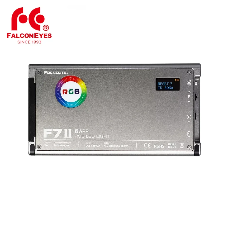Falcon Eyes PockeLite F7 II RGB LED Light 2500-9000K 12W 3000mAh Portable CCI HSI 54pcs LED On Camera Video Lighting
Falcon Eyes PockeLite F7 II RGB LED Light 2500-9000K 12W 3000mAh Portable CCI HSI 54pcs LED On Camera Video Lighting